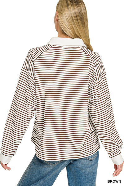 Striped Polo Shirt in Brown
