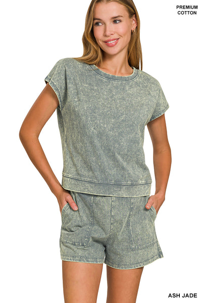 Washed Cotton Top & Shorts Set