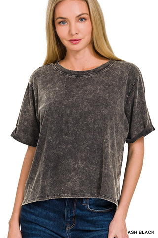Acid Wash Tee in Ash Black