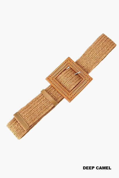 Bohemian Straw Square Buckle Belt