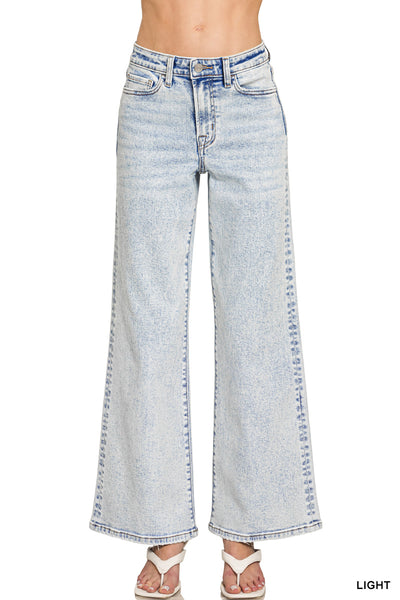 Light Wash Wide Leg Denim from Zenana