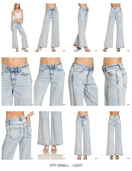 Light Wash Wide Leg Denim from Zenana