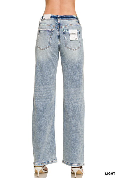 Mid Rise Straight Leg Denim in Light Wash