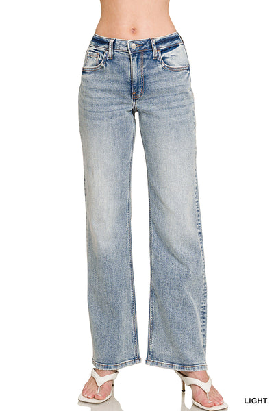 Mid Rise Straight Leg Denim in Light Wash