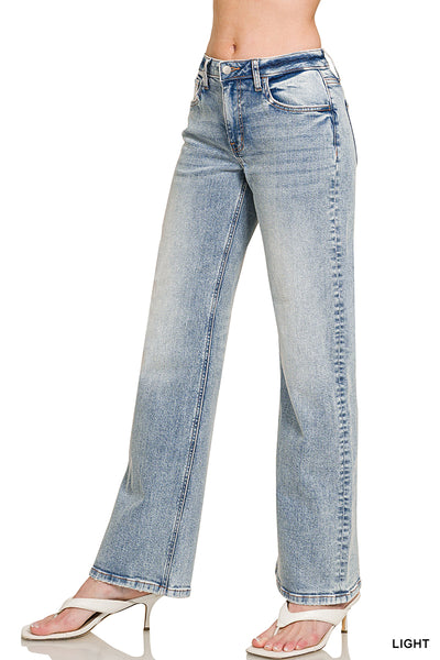 Mid Rise Straight Leg Denim in Light Wash