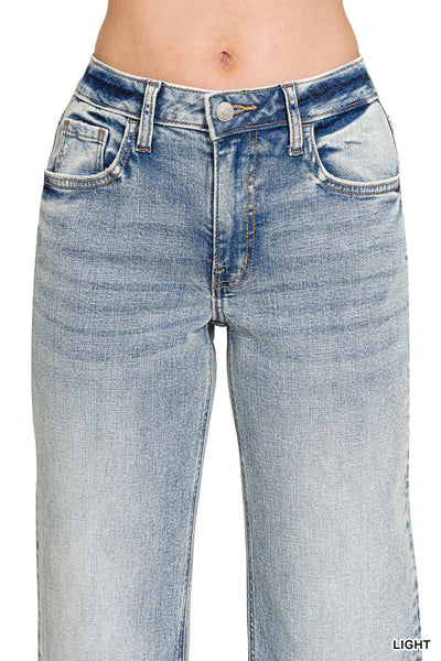 Mid Rise Straight Leg Denim in Light Wash