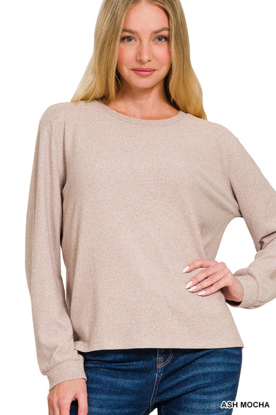 Brushed Hacci Long Sleeve Tee in Ash Mocha