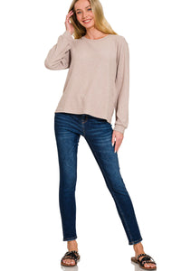 Brushed Hacci Long Sleeve Tee in Ash Mocha