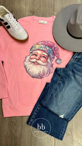 Disco Santa in Pink Crewneck