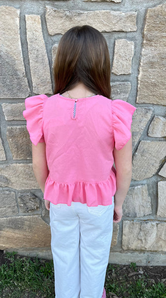 Tween Asymmetrical Sleeveless Top in Pink