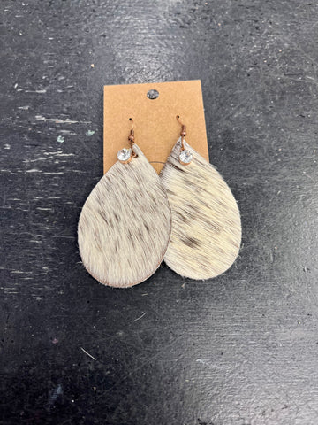 Howdy Darlin' Cream Cowhide Teardrop Earrings