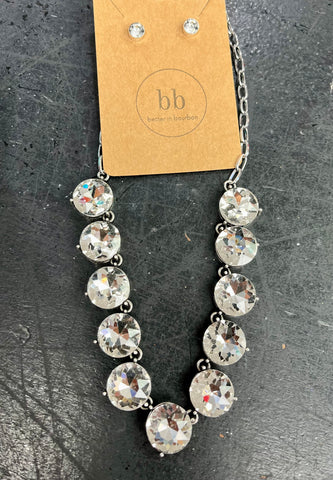 Clear Crystal Round Babble with Paperclip Chain Set