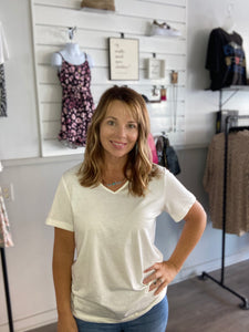 Basic V Neck Tee in White