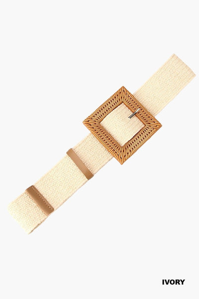 Bohemian Straw Square Buckle Belt