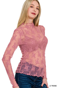 Mesh Lace Top in Light Rose – Better in Bourbon