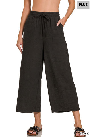 Plus Woven Crepe Pant in Black