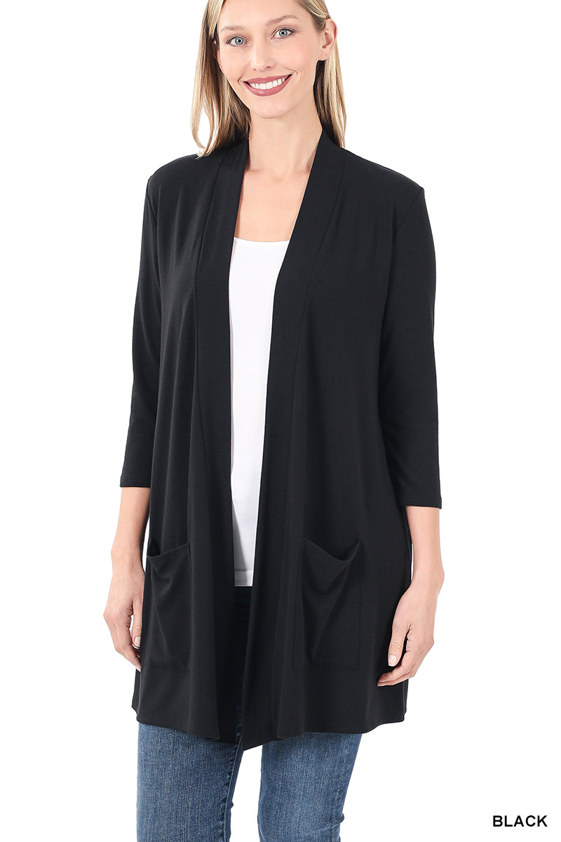 Slouchy Cardigan with Pockets in Black