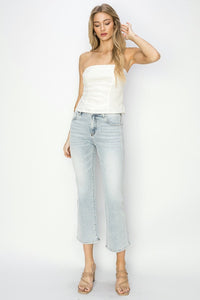 Mid Rise Cropped Flare in Light Wash by Risen