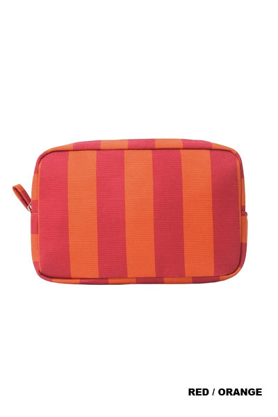 Striped cosmetic travel pouch