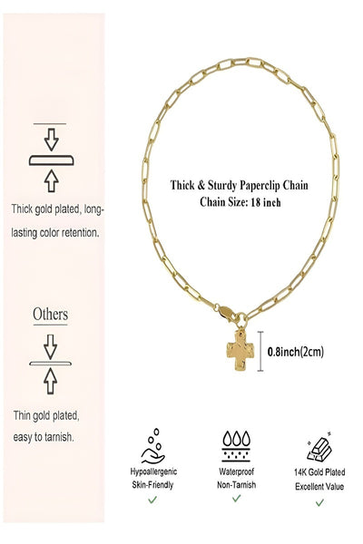 Mini Hammered Cross Pendant Necklace
