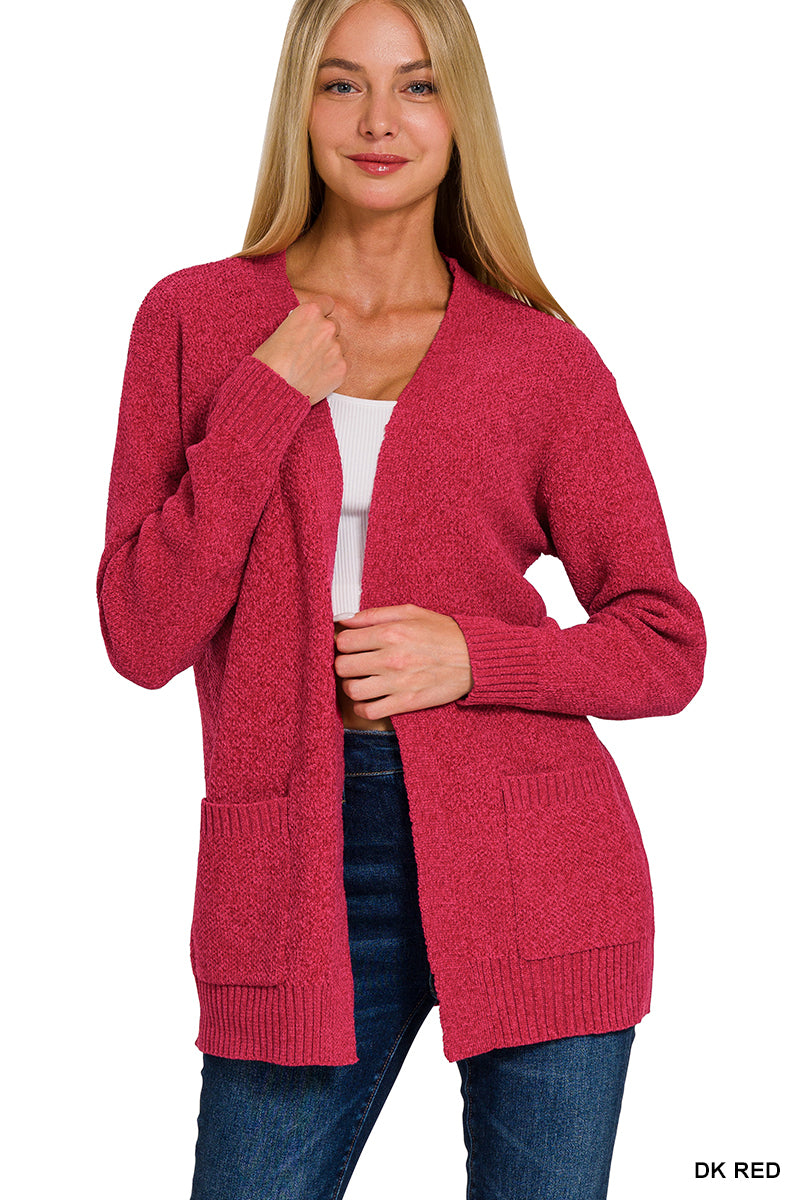 Cardigan in Washed Red