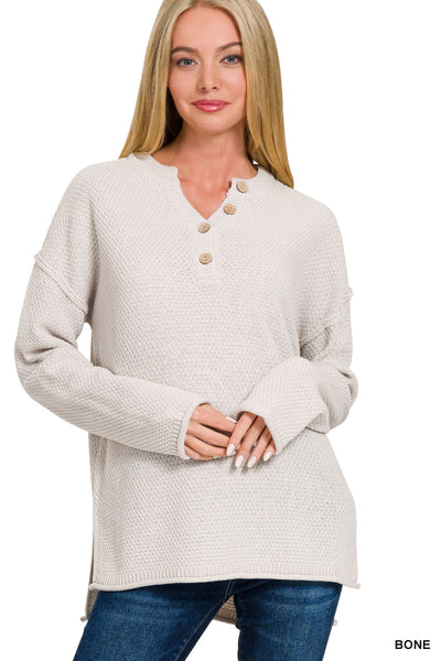 Henley Sweater in Bone