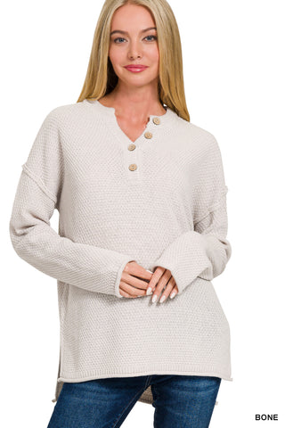 Henley Sweater in Bone