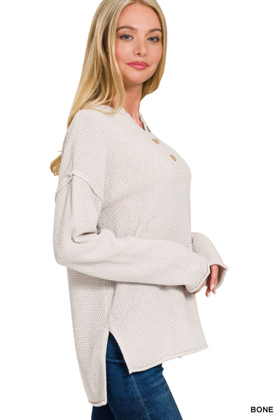 Henley Sweater in Bone