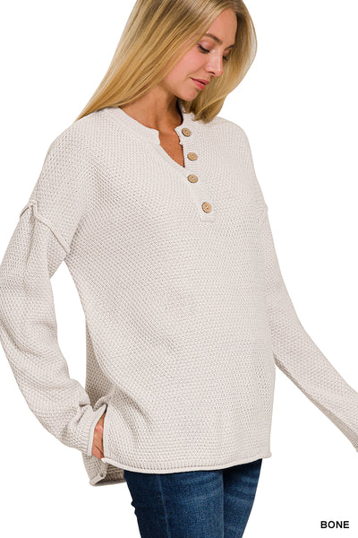 Henley Sweater in Bone