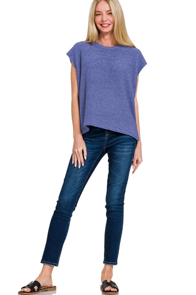 Oversized Crewneck Sweater Vest in Marlin Blue