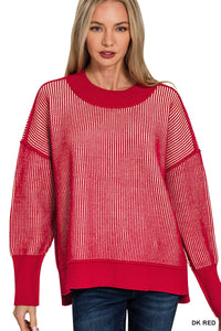 Two Tone Sweater in Red