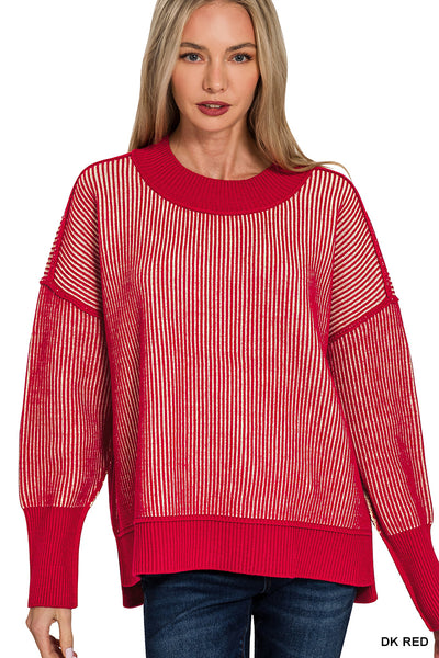 Two Tone Sweater in Red