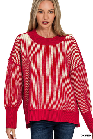 Two Tone Sweater in Red