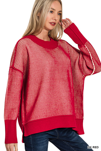Two Tone Sweater in Red