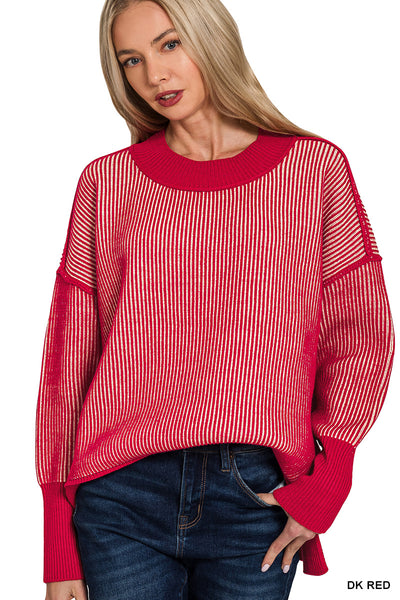 Two Tone Sweater in Red
