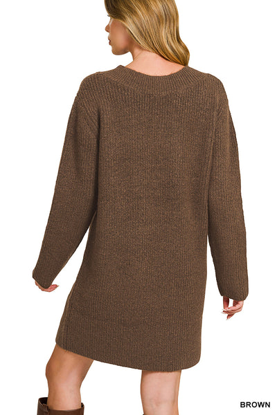 V Neck Sweater Dress