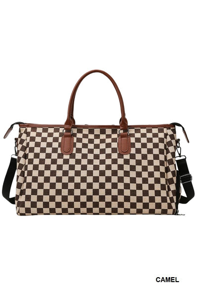 Checkered Weekender Duffle Bag