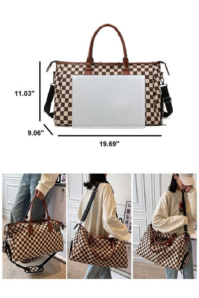 Checkered Weekender Duffle Bag