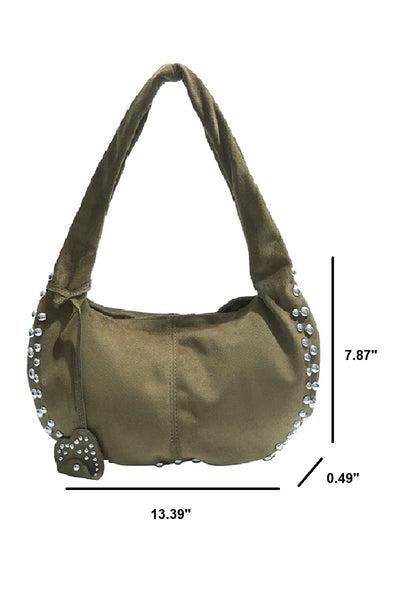 Faux Suede Studded Bag
