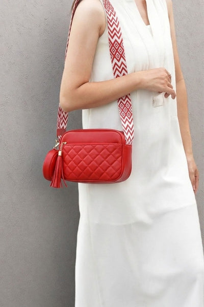 Diamond Quilted Crossbody in Red