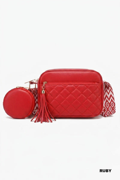 Diamond Quilted Crossbody in Red