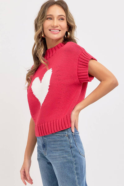 Heart Sweater in Strawberry Red