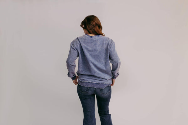 Acid Washed Sweatshirt in Navy