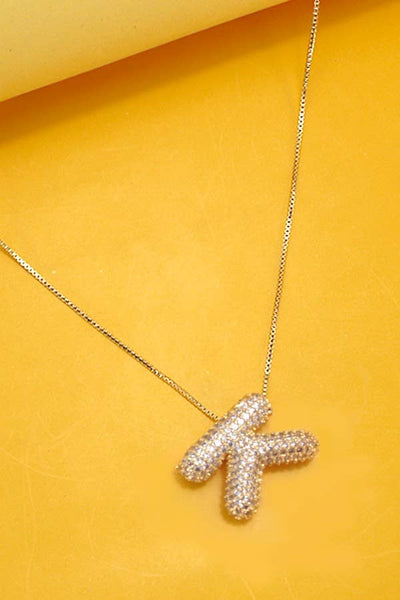 Rhinestone Bubble Initial Necklace