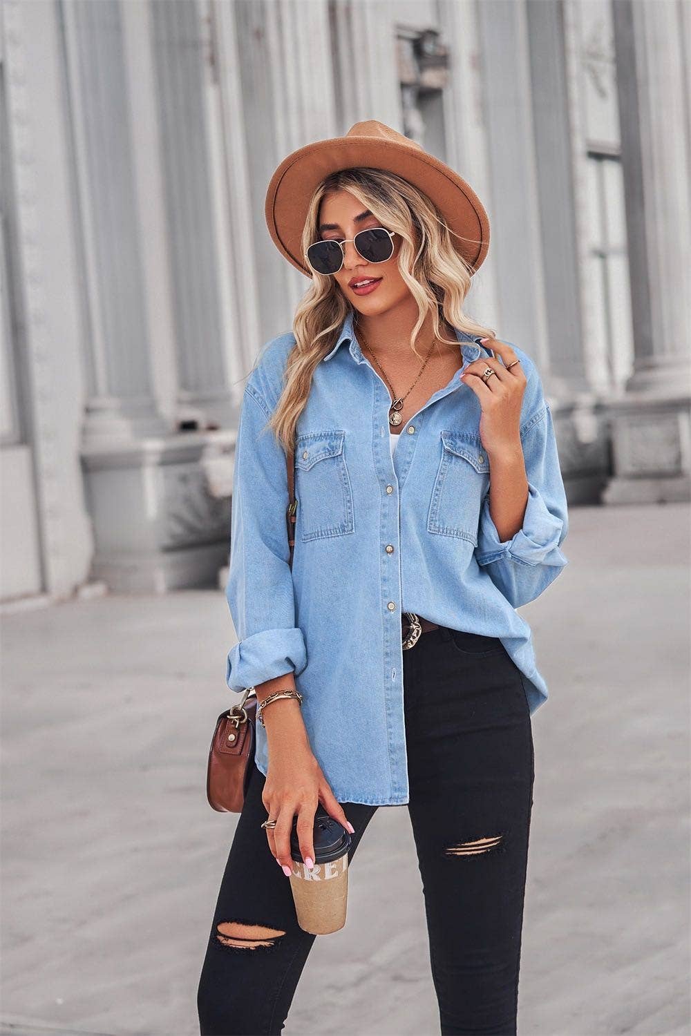 Denim Button Down Top