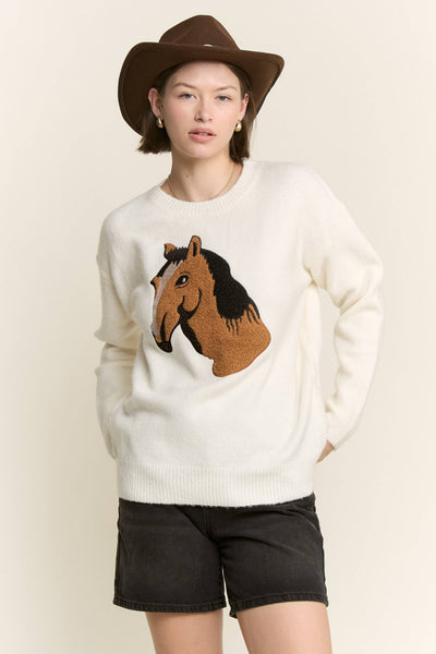 Horse Knit Sweater in Ivory
