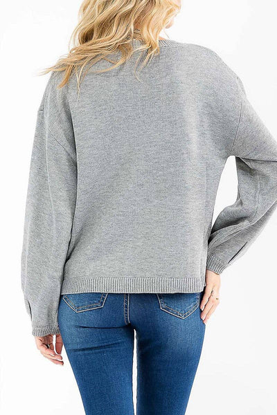 V Neck Sweater in Gray