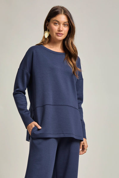 Travel Modal Set Tunic Top + Straight Pants in Navy