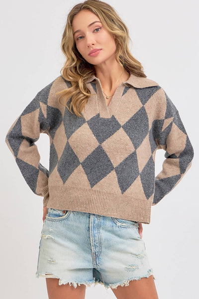 Diamond Pattern Knit Sweater