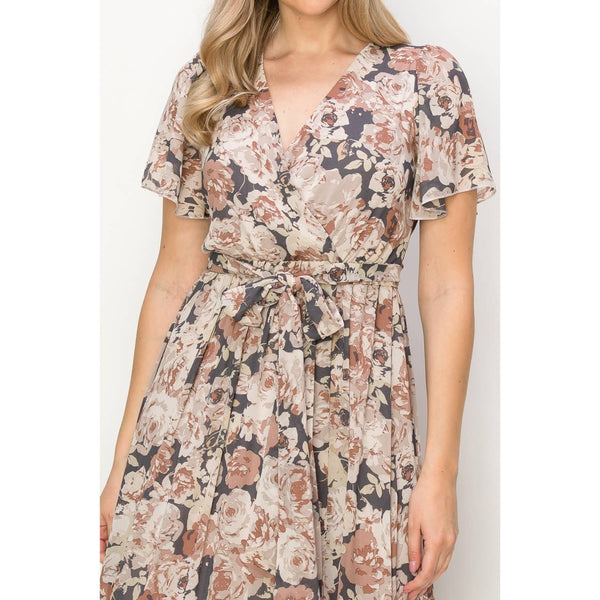 Floral Wrap Maxi Dress in Mauve
